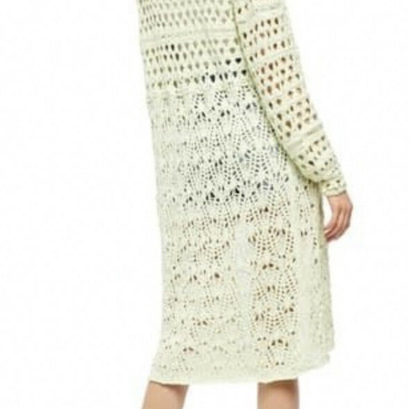 NEW FREE PEOPLE Sweet Talker Long Crochet Cardigan SWEATER SIZE XS HONEYDEW - Picture 3 of 5